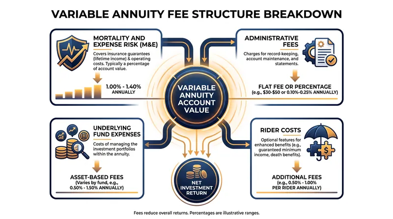 The layered fee structure that can drag down variable annuity returns.