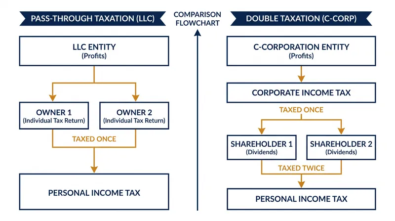 How profits flow from the business entity to the owner's personal tax return.