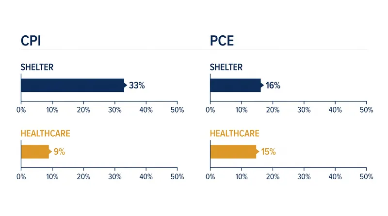 Differences in category weighting explain much of the historical gap between CPI and PCE.