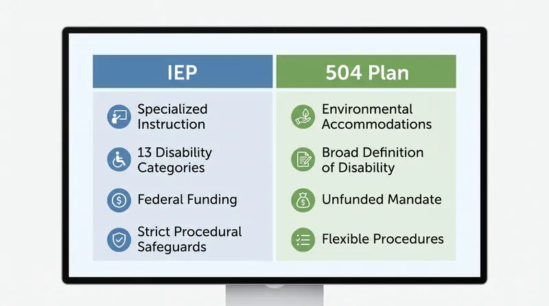 While both frameworks guarantee a free appropriate public education, they operate under different legal and financial rules.