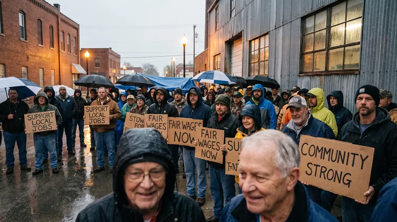 Hundreds of laid-off workers and community members rallied outside the Joslin facility to demand better transitional support.
