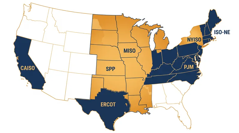 The seven Regional Transmission Organizations and Independent System Operators manage power for two-thirds of the US.