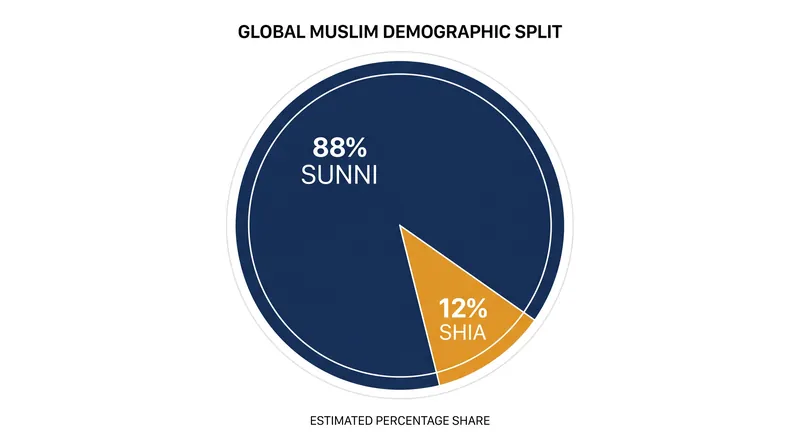 Sunni Muslims make up the vast majority of the global Islamic population.