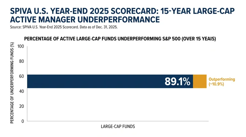 Long-term data consistently shows the vast majority of active large-cap managers failing to beat their passive benchmarks.