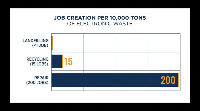 Repairing electronics generates over 13 times more local employment than recycling the same volume of material.