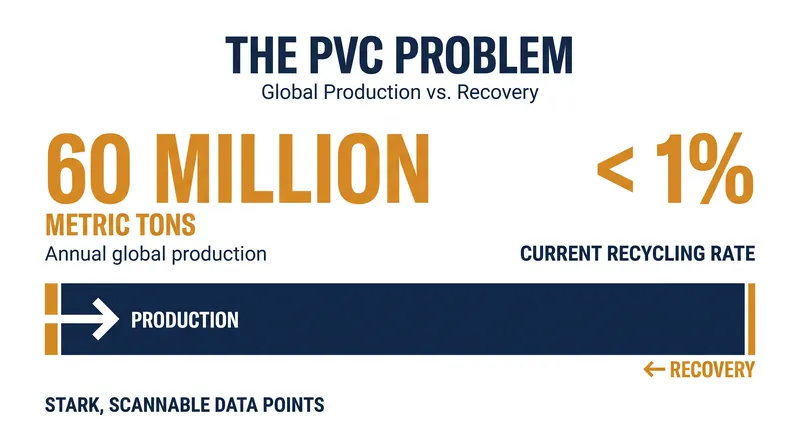 Despite its widespread use, PVC's chemical makeup makes it one of the least recycled plastics on Earth.