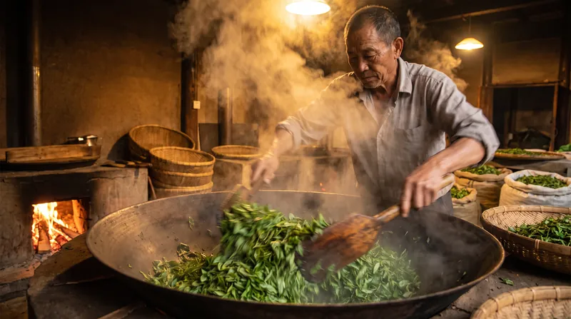 The 'kill-green' or fixing step uses high heat to denature enzymes and halt oxidation.