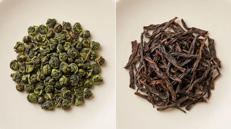 Oolong teas span a massive range of oxidation, resulting in vastly different leaf shapes and colors.