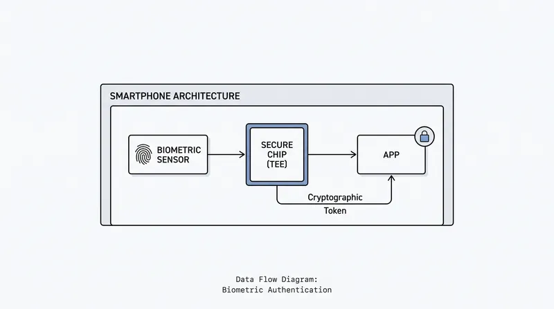 Raw biometric data is kept isolated within secure hardware enclaves.