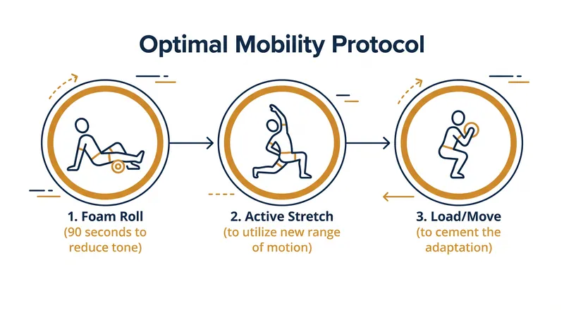 Combining foam rolling with active stretching yields superior long-term flexibility.