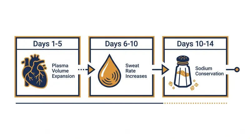 The physiological timeline of heat adaptation occurs in distinct, sequential phases.