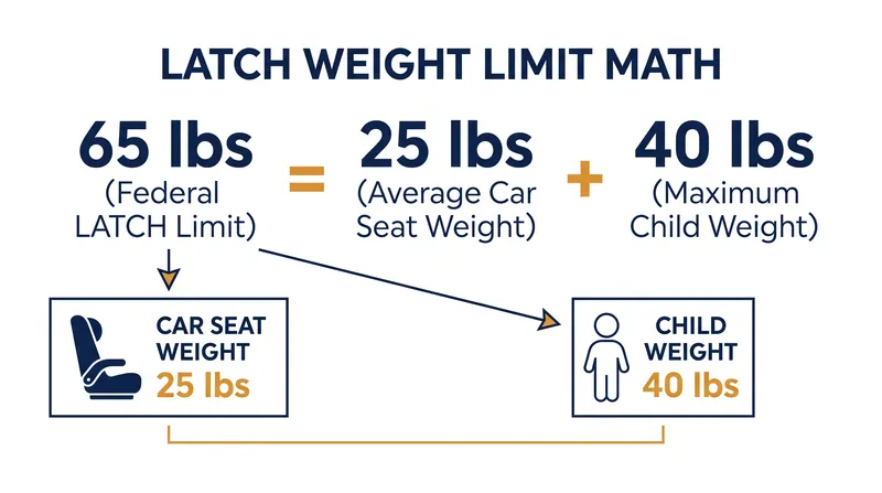 The federal LATCH limit applies to the combined weight of the child and the seat.