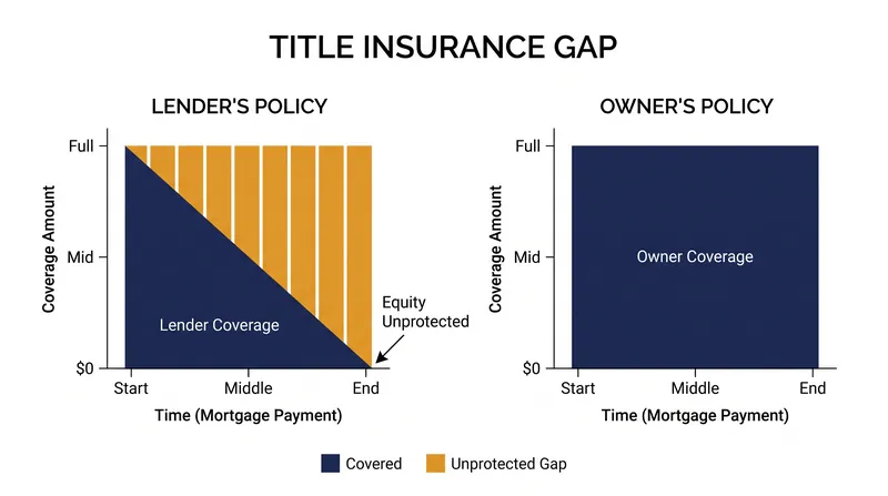 While a lender's policy decreases as the mortgage is paid off, an owner's policy protects the full purchase price indefinitely.