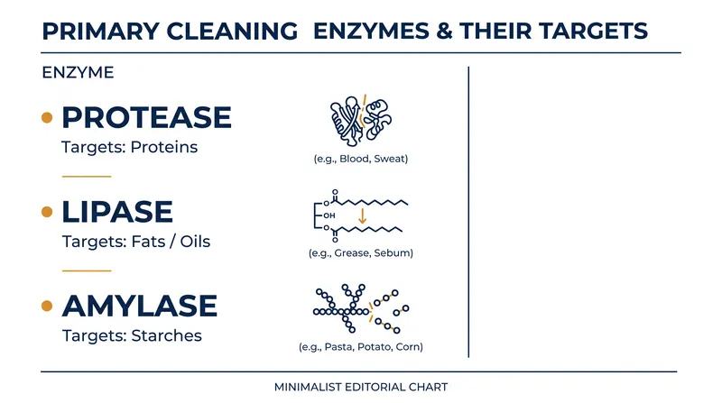 Different classes of enzymes are required to break down different types of household stains.