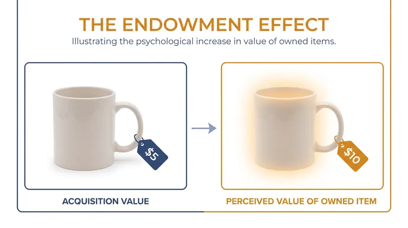 The endowment effect artificially inflates the perceived value of items we already own.