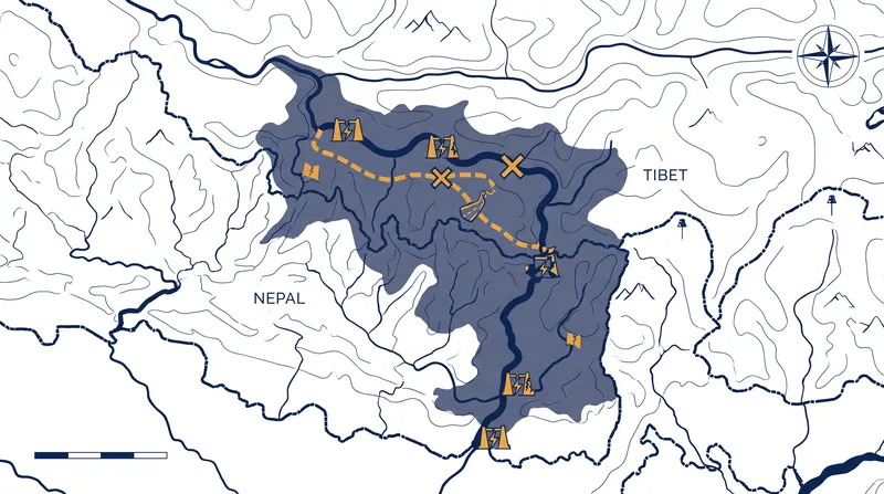 The flood path followed major river channels, destroying critical infrastructure along the Nepal-China border.