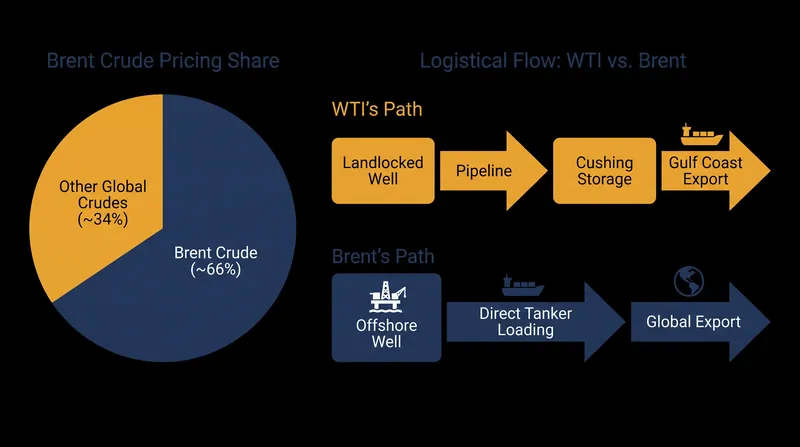 Brent's seamless integration into maritime shipping networks cements its status as the dominant global reference price.