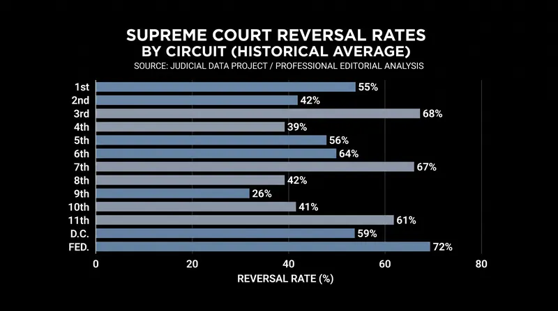 The Supreme Court functions primarily as a court of correction, reversing lower courts in over 70% of the cases it accepts.