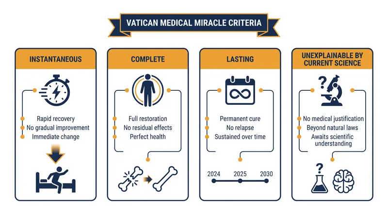 The strict medical criteria required for a healing to be considered miraculous by the Vatican's medical board.