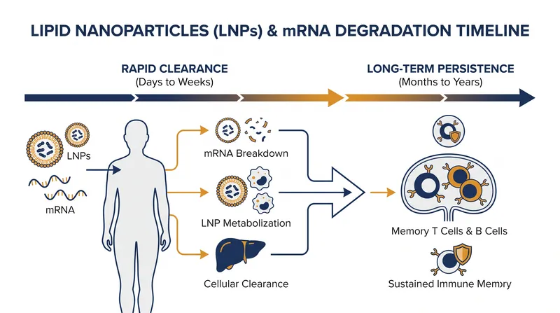 Pharmacokinetic degradation of mRNA and lipid nanoparticles in vivo.