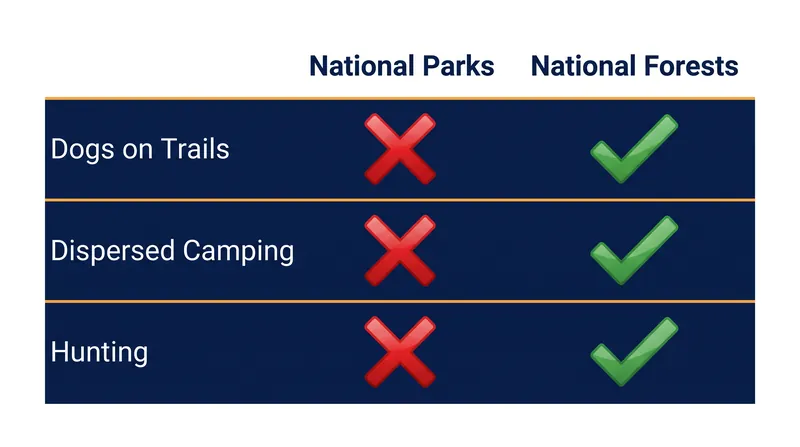 How the legal mandates of the NPS and USFS translate to visitor freedom.