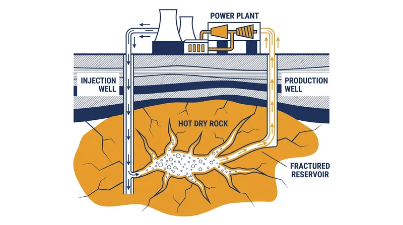 Unlike traditional geothermal, EGS engineers reservoirs by injecting fluid into hot, dry rock deep underground.