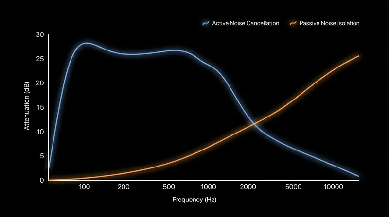 The acoustic crossover point: where active processing fails, physical barriers must take over.