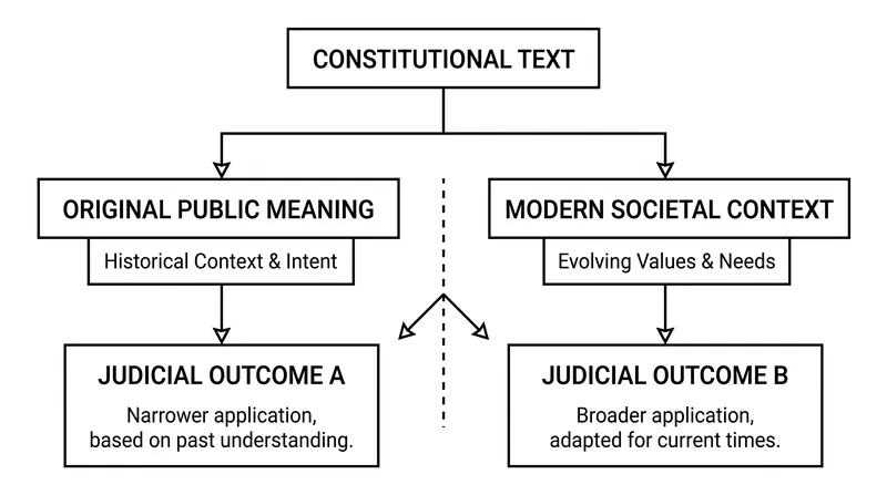 How different interpretive methods lead to divergent legal conclusions from the same text.