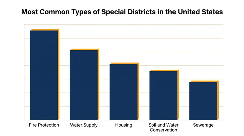 Fire protection and water supply are among the most common services managed by independent special districts.