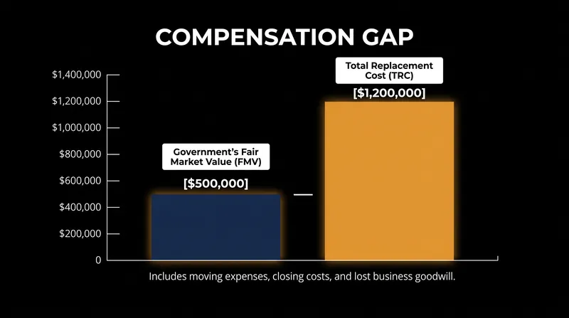 Fair market value often fails to cover the total friction costs of relocation.