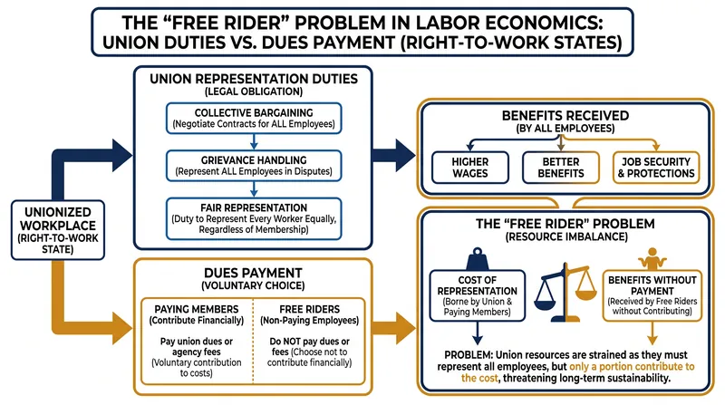 How the duty of exclusive representation interacts with dues prohibitions.