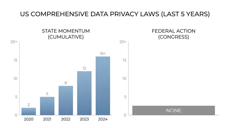 In the absence of a federal privacy framework, individual US states have built a patchwork of data broker regulations.