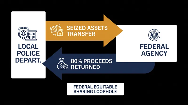 The federal equitable sharing program allows local agencies to bypass state-level forfeiture restrictions.
