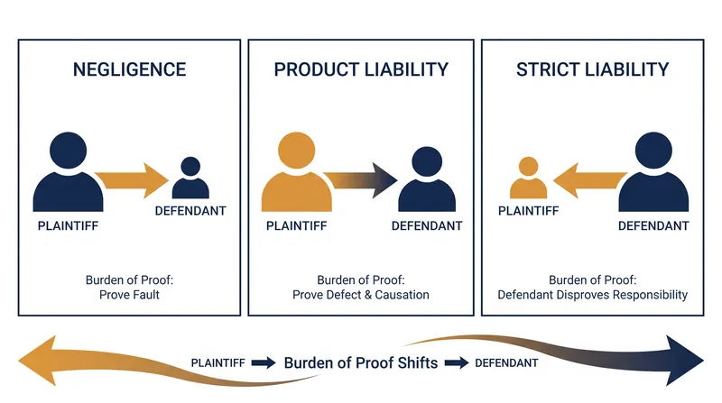 How different legal frameworks shift the burden of proof in AI failure cases.