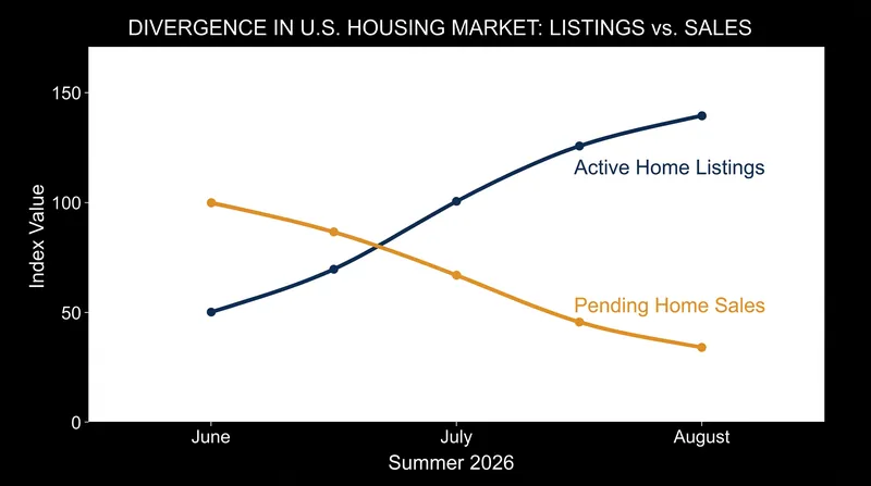 As new listings hit a four-month high, pending sales have dropped to their lowest level since February.