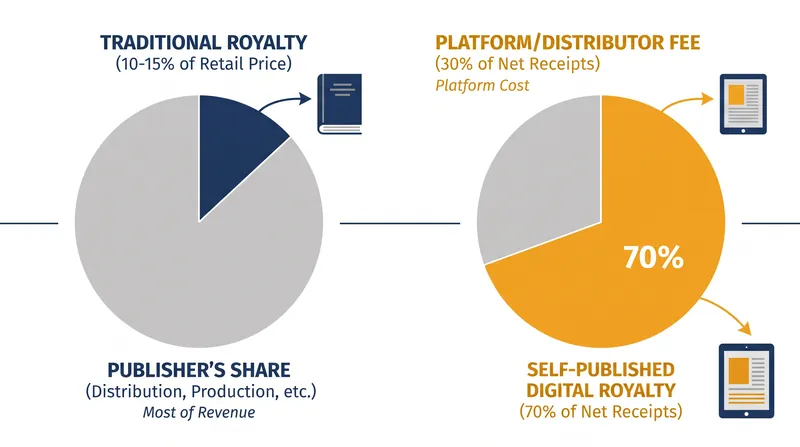 Self-published authors retain a significantly higher percentage of each sale, but must cover their own production costs.