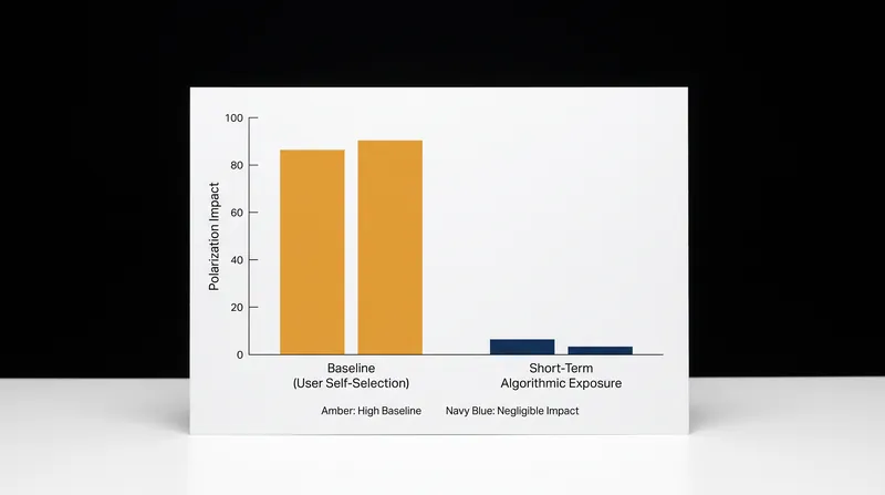 Experimental data reveals that algorithmic nudging has a surprisingly limited effect on actual user polarization.