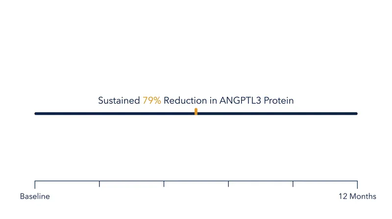 The therapy durably suppressed the targeted ANGPTL3 protein through one year, confirming the stability of the gene edit.