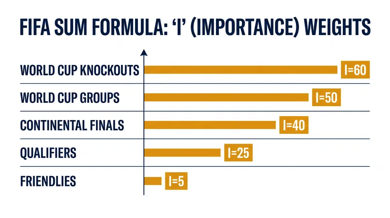 Match importance weightings dictate how many points are on the line in the SUM formula.