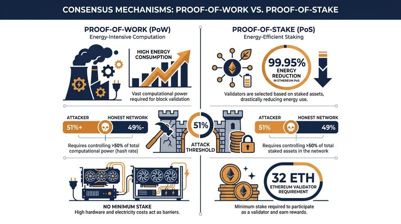 Key metrics defining the transition from computational to financial consensus.