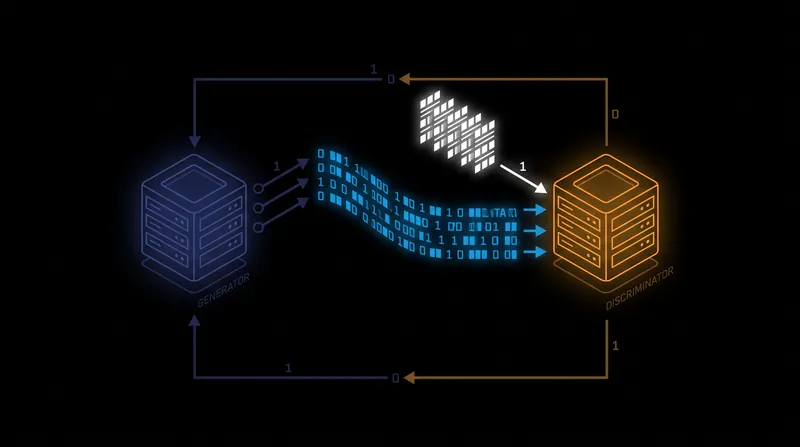 In a GAN, a generator network creates synthetic data while a discriminator network attempts to flag it as fake, driving continuous improvement.