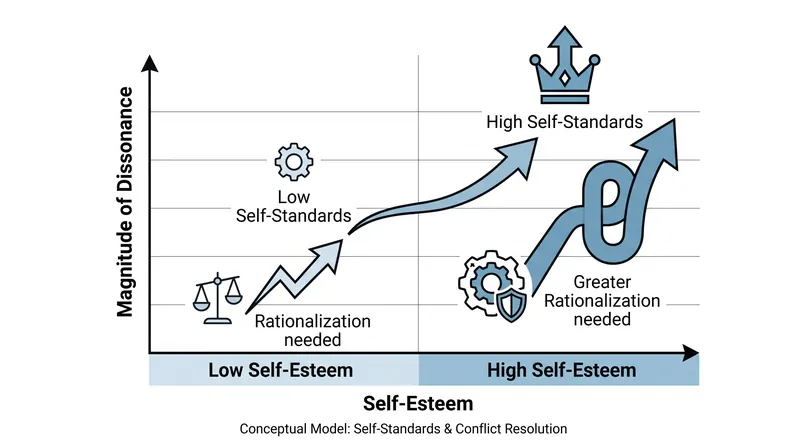 The Self-Standards Model reveals that individuals with higher self-esteem often experience more intense dissonance when they fail.