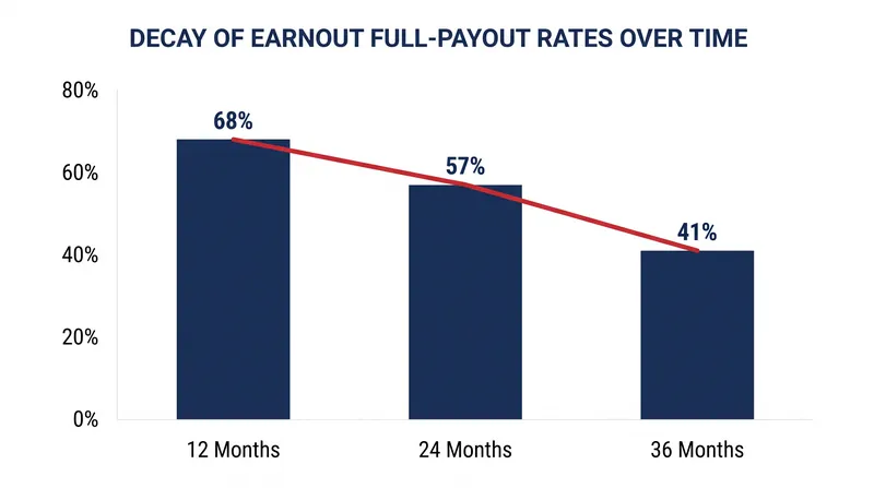 The longer the earnout measurement period, the lower the probability of a full payout.
