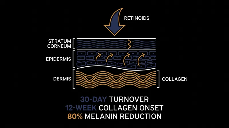 The structural renovation of the skin's three primary layers during long-term retinoid therapy.