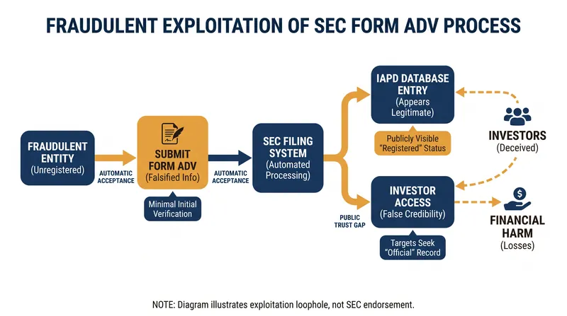 How bad actors weaponized the Form ADV filing system to build false credibility.