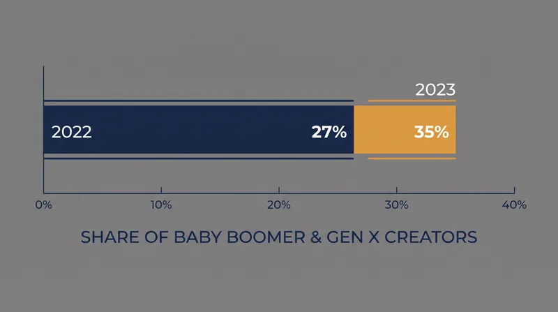 Baby Boomers and Gen X now represent over a third of all independent content creators.