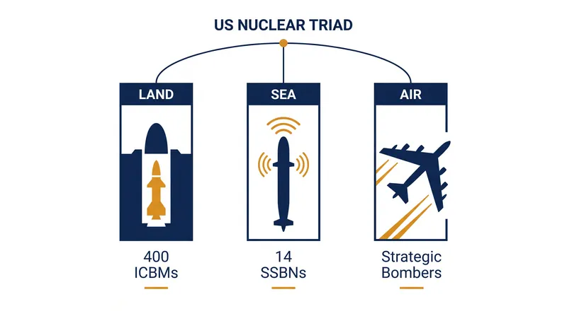 The U.S. nuclear deterrent relies on overlapping delivery systems to ensure retaliation.