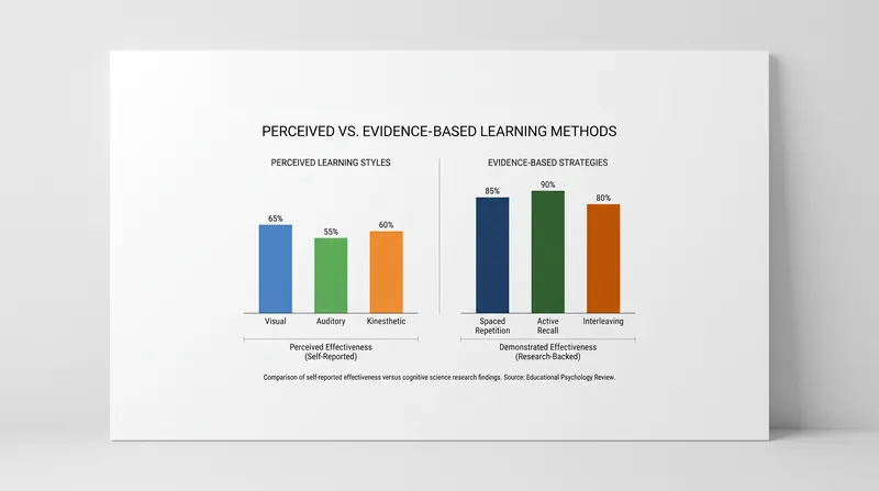 Evidence-based strategies like active recall consistently outperform sensory-matched instruction.