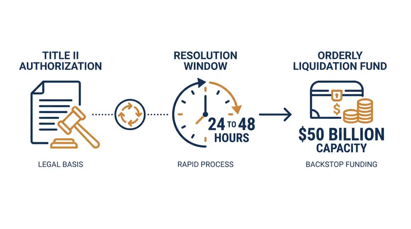 The OLA is designed to resolve a failing institution over a single weekend, bypassing years of bankruptcy litigation.