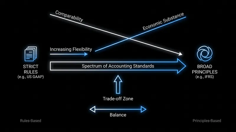 The philosophical divide between bright-line rules and professional judgment.